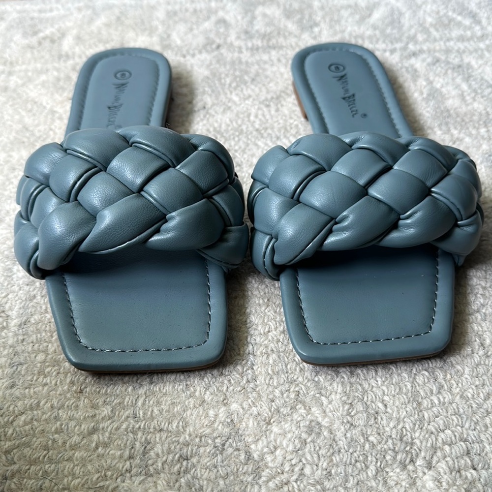 Woven Slide Sandal in Smokey Blue